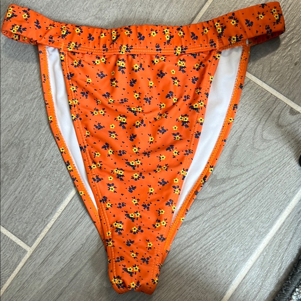 Missguided Orange Floral Bikini Bottom